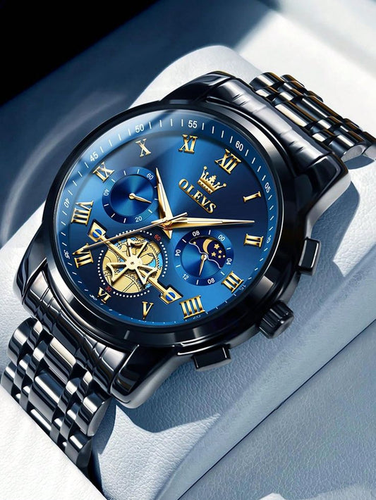 OLEVS Reloj de lujo Oringinal Moda Hombre de negocios Relojes de pulsera de cuarzo Acero inoxidable Reloj para Hombre