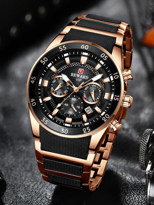 OLEVS 2876 2024 Relojes multifuncionales de lujo con correa de cuero genuino para hombres Relojes de pulsera luminosos